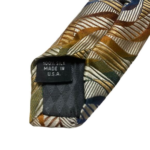 Piattelli Platinum Tie Men's Necktie Silk Multi Color Waves Made in USA - Picture 5 of 7